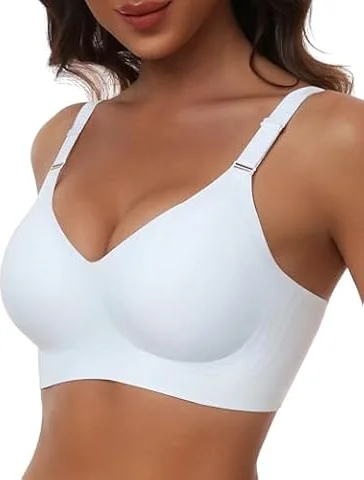 HORISUN Damen-Push-up-BH mit V-Ausschnitt, ohne Bügel und mit sanftem Halt | BH mit vorne verstellbaren Trägern, nahtlos und gepolstert – ideal als T-Shirt-BH für den Alltag und zum Schlafen