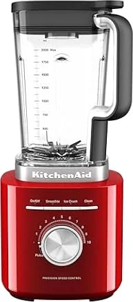 KitchenAid Pure Power Standmixer 2L BPA-freier Behälter Empire Rot | Smoothies, Crushed Ice und Saucen dank asymmetrischer Klingen; BPA-freier Behälter und langlebige Basis aus Metallguss