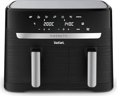 Tefal Dual Easy Fry Heißluftfritteuse 8,3 L mit 2 Kammern | XL-Schublade, 7 Programme, 2700 W, Extra-Crisp-Technologie, fettarm frittieren & energiesparend, spülmaschinenfest, EY9018