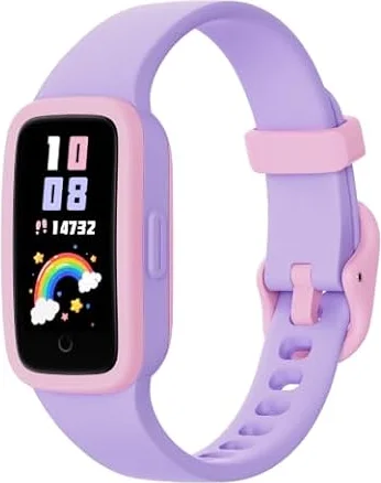 Vigor 3 Kinder Fitness Armband Uhr mit AMOLED Display Mädchen 4-12 Jahre | 3ATM wasserdicht, Schrittzähler, ohne App & Smartphone, Vibrationsalarm, Pulsuhr, Schlaftracker, 10 Sportmodi, Gewohnheit