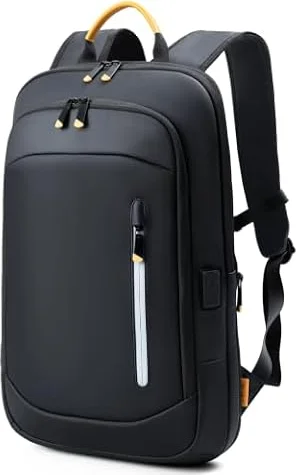 Lekespring Laptop Rucksack Herren Arbeit 15,6 Zoll, Erweiterbar und Leicht | Business Rucksack Herren Klein mit USB Anschluss und Laptopfach, Wasserdichter Laptoprucksack für Men Büro Alltag (Schwarz)