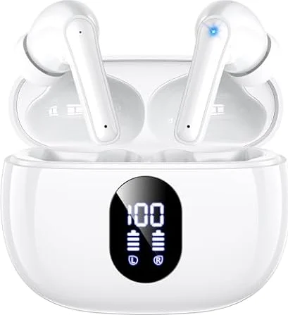 Bluetooth Kopfhörer 2026, HiFi-Tiefbass, Kopfhörer Kabellos Bluetooth 5.4 | In-Ear Kopfhörer, 4 ENC-Mikrofone für klare Anrufe, 48 Std., LED-Anzeige, IPX7 Sport-Earbuds, für iPhone/Android und Reisen