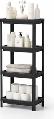 sugodesign Maggie 4-stöckiger Küchen- und Bad-Organizer,Multi-funktionale schlanke vertikale Bauweise, Aufbewahrungslösung für Küche und Bad (schwarz)