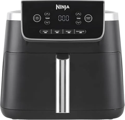 Ninja PRO Air Fryer Heißluftfritteuse, 4,7L Airfryer, Einzelkorb-Heißluftfritteuse, 4-in-1, für 1-2 Portionen, Digital, Kochen aus dem Gefrorenen, Antihaft-Schublade & Crisper Korb, Schwarz AF140EU