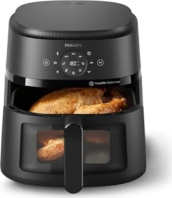 Philips Airfryer 2000 Serie Heißluftfritteuse, Schwarz, 6,2L | Sichtfenster, RapidAir Technologie, Touchscreen, 13 Kochfunktionen, HomeID App (NA230/00)