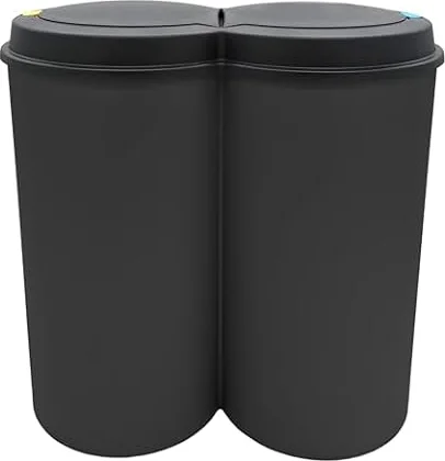 Mülleimer 50 Liter (2x25) in schwarz mit praktischem Klappverschluss