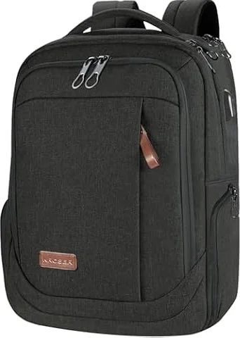 KROSER Laptop Rucksack 17,3 Zoll Handgepäck Für Damen/Herren Schwarz | Daypack wasserabweisende Multifunktions-Laptoptasche Für Business/Reisen