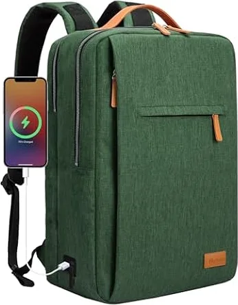 Hp hope Laptop Rucksack Business Rucksack Damen, Rucksäcke Herren 15,6 Zoll Laptop, 22L Handgepäck Reisetasche mit USB-Anschluss, Wasserdicht Backpack Reisen Arbeit Flugzeug Grün