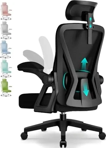 Airchros Bürostuhl,Bürostuhl Ergonomisch mit Verstellbarer Kopfstütze,Armlehnen und Lendenwirbelstütze, Schreibtischstuhl Drehstuhl Wippfunktion bis 135°,Chefsessel Rückenschonend, 150kg
