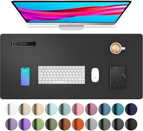 Aothia Schreibtischunterlage,Große PU Leder Mauspad,80 x 40cm,Schwarz | Rutschfeste Schreibtisch Unterlage,Tischunterlage, Multifunktional Mouse mat,Schreibtisch Organizer für Büro/Home-Office