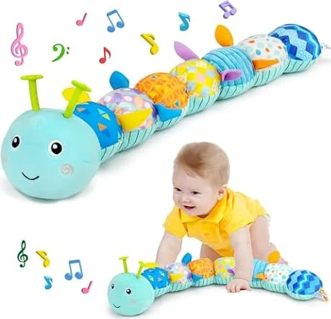 Baby Spielzeug 0 3 6 Monate Raupe Musikspielzeug, Montessori Sensorik SpielzeugBaby Geschenk Jungen mit Lineal Greifling Rassel, Babyspielzeug Neugeborenen Geschenk, Tummy Time Baby Toys