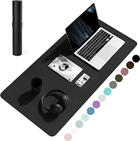 YSAGi Schreibtischunterlage, Premium PU Leder Mauspad, Schwarz, 80x40cm | Rutschfeste Schreibtisch Unterlage, Tischunterlage, Multifunktionales Mousepad Schreibtisch Organizer für Büro & Homeoffice