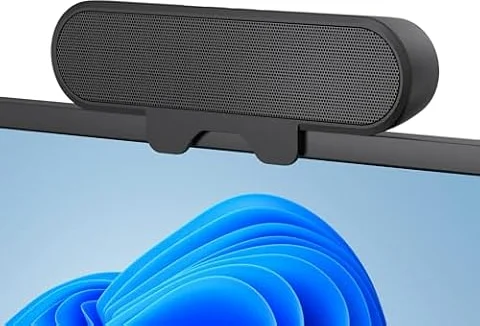 Inwa 10W PC Lautsprecher, USB A/C Monitor Speaker mit Klemme, Plug-and-Play | HD Stereo Sound, Bass Musikbox Klemme kompatibel PC Monitor, MAC, Laptop, Handy, Desktop, Meetings, Studium, Videos(Schwarz)