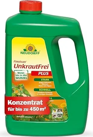 Neudorff Finalsan UnkrautFrei Plus – Kraftvoller, schnell wirkender Unkrautvernichter, der bis in die Wurzel wirkt. Konzentrat für 450 m², 2,5 Liter