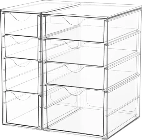 Vtopmart Schreibtisch Organizer mit 8 Schubladen | Schubladenbox mit Ausziehfunktion, transparente Aufbewahrung für Schreibtisch und Büro