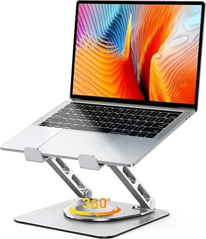 Glangeh 360° Drehbarer Laptop Ständer Höhenverstellbar mit Zweifachstütze | Ergonomisch Robuster Laptop Halterung Schreibtisch, Verstellbarer Notebook Stander kompatibel mit MacBook Air, Allen 10-16"