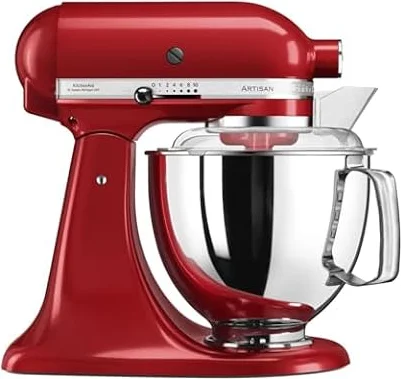 KitchenAid Küchenmaschine - Artisan - Kippbarem Food Processor - Teigknetmaschine mit 5 Zubehör - 2 Schüsseln aus Edelstahl - 4.8 L - Empire rot