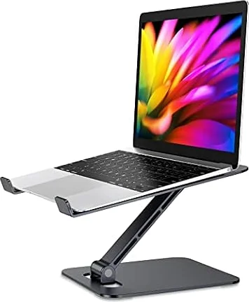 Babacom Laptop Ständer Höhenverstellbar, Faltbarer aus Aluminiumlegierung | Ergonomischer, Belüfteter, Rundum-Silikonschutz Laptop Stand Kompatibel mit MacBook Air, Pro, Allen Laptops 10-16" (Schwarz)