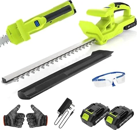 VOERJIA 20-Zoll Heckenschere Akku, 2 x 2000 mAh Akku Heckenschere, 21V Heckenschere Elektrisch, 50CM Dual Action Klinge, 750W Heckenschneider für Garten, Sträucher und Randpflanzen