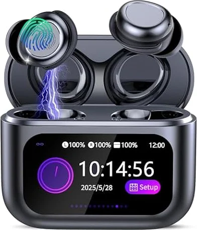 Bluetooth Kopfhörer In Ear, 48H Schlafkopfhörer Seitenschläfer Touchscreen | Mini Flaches Design, Immersive HiFi Stereo, 5 EQ-Modi, ENC Noise Cancelling Mik, ideal für Seitenschläfer, Schlafmodus Black