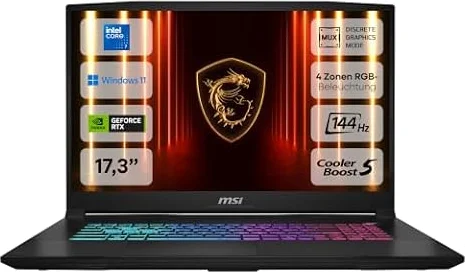 MSI Katana 17 HX, Gaming Laptop, 17,3 Zoll Full HD, Intel Core i7 14650HX, NVIDIA GeForce RTX 5070, 16 GB DDR5, 1 TB SSD, Windows 11 Home, QWERTZ Tastatur, Schwarz, B14WGK-060