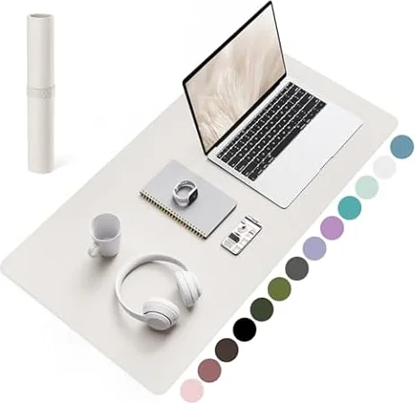 YSAGi Schreibtischunterlage, Premium PU Leder Mauspad, Grau, 80x40cm | Rutschfeste Schreibtisch Unterlage, Tischunterlage, Multifunktionales Mousepad Schreibtisch Organizer für Büro & Homeoffice