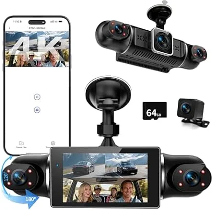 360°Dashcam Auto Vorne Hinten 4 Kanal Dash Cam Auto Kamera FHD 4K+1080Px3