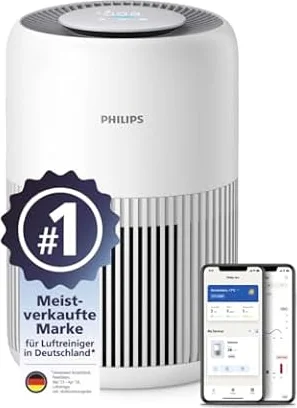 Philips Luftreiniger 900 Serie mit App, Weiß, für Räume bis 65 m² | CADR 250m³/h, AIR+-App, HEPA NanoProtect-Filter, entfernt bis zu 99,97% Schadstoffe, ultraleise & für Allergiker (AC0950/10)
