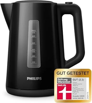 Philips Wasserkocher, Schwarz, 1,7 L | Mit Kontrollanzeige, 360°-Pirouettenbasis (HD9318/20)