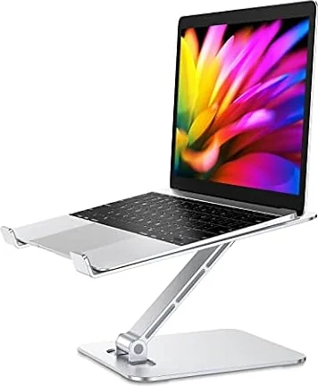 Babacom Laptop Ständer Höhenverstellbar, Faltbarer aus Aluminiumlegierung | Ergonomischer, Belüfteter, Rundum-Silikonschutz Laptop Stand Kompatibel mit MacBook Air, Pro, Allen Laptops 10-16" (Silber)