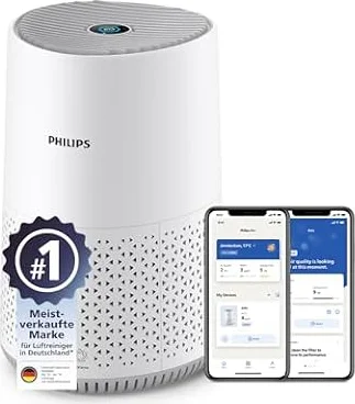 Philips Luftreiniger Mini 600 Serie, Weiß, für Räume bis 44 m² | CADR 170m³/h, AIR+-App, HEPA NanoProtect-Filter, entfernt bis zu 99,97% Schadstoffe, ultraleise & für Allergiker (AC0650/10)