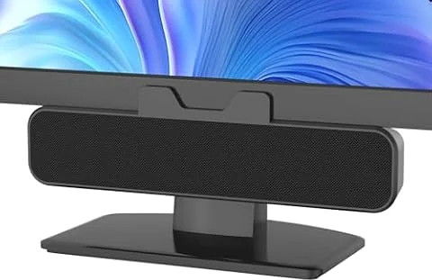 INGA 10W PC-Lautsprecher, USB-A/C, Plug-and-Play, Stereo-Bass | Am Monitor befestigen, kompatibel mit PC/Mac/Laptop – ideal für Meetings, E‑Learning, Gaming. Plug & Play, kein Treiber