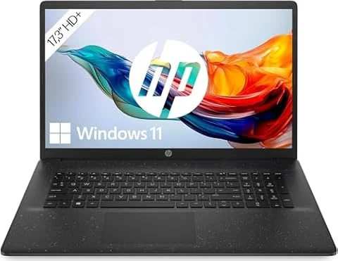 HP Laptop mit 17,3" HD+ Display, Intel Celeron N4120, 8 GB DDR4 RAM, 256 GB SSD, Intel UHD-Grafik, Windows 11, QWERTZ Tastatur, Schwarz