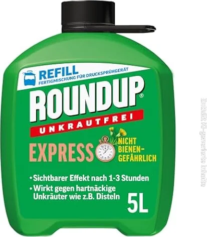 Roundup Unkrautfrei Express 5L Refill gegen Unkraut in Ziergärten