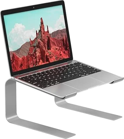 BONTEC Ergonomischer Laptop Ständer für Schreibtisch, 10-17,3 Zoll, Silber | Notebook-Ständer, kompatibel mit den meisten Laptops, stabile Schreibtischerhöhung für bessere Blickhöhe und Zubehör