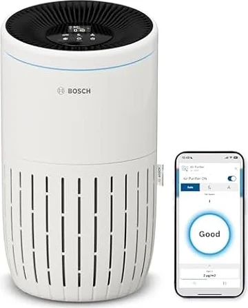 Bosch Air 4000i, App-gesteuerter Luftreiniger, Für Räume bis zu 62,5 m² | Mit 3-in-1 Luftfilter, Smart Sensor, Automatikmodus, Ruhemodus (< 25 dB(A)), CADR: 300 m³/h