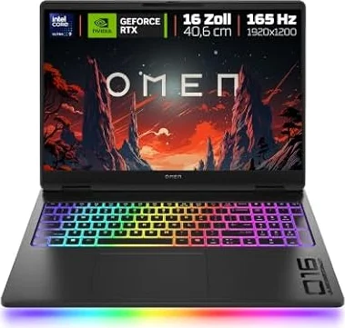 HP Omen MAX 16 Gaming Laptop, Ultra 9 275HX, RTX 5080, 32GB RAM, 1TB SSD | Windows 11 High-End Gaming Laptop mit 165Hz 2K-Display, Unleashed Mode, Vapor Chamber, Wi-Fi 7, RGB-Tastatur, Shadow Black