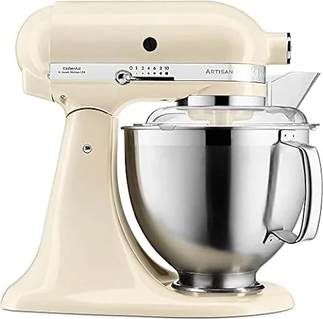 KitchenAid Küchenmaschine - Artisan - Kippbarem Food Processor - Teigknetmaschine mit 2 Schüsseln und 3 Zubehör aus Edelstahl - 4.8 L - Crème