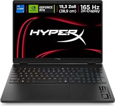 HyperX OMEN 15 Gaming Laptop, Intel i7-14650HX, RTX 5060, 16GB RAM, 1TB SSD | Windows 11 Gaming Notebook mit 15,3" 165Hz 2K-Display, OMEN AI, Tempest Cooling, 4-Zonen-RGB, Wi-Fi 6, QWERTZ, Shadow Black
