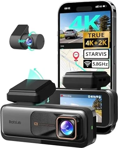BOTSLAB Dashcam Auto Vorne Hinten 4K+2K,Dual Autokamera, ADAS, 5,8GHz WiFi