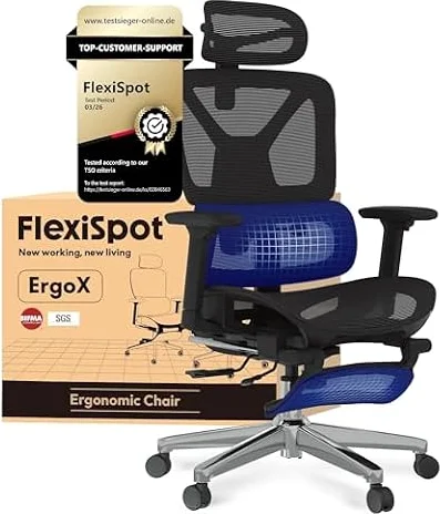 FLEXISPOT Ergonomischer Bürostuhl ErgoX Lite Schwarz | 3D-Armlehnen, 3D-Kopfstütze, 5D-verstellbare Rückenlehne, Atmungsaktiver Sitz Belastbar bis 136 kg Arbeitsstuhl