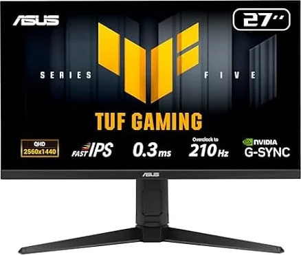 ASUS TUF Gaming VG27AQL5A 27 Zoll QHD 210Hz Fast IPS Gaming Monitor | ELMB Sync, 0.3ms, Integrierte Lautsprecher, Gaming AI, DisplayWidget Center, Höhenverstellbar, für PS5