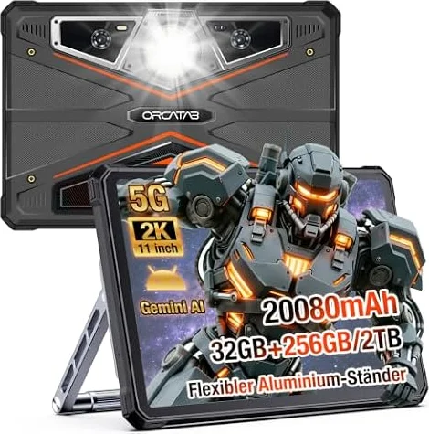ORCATAB WT1 Pro 5G Tablet Outdoor Android 16, 11"2K 120Hz Baustellen Tablet