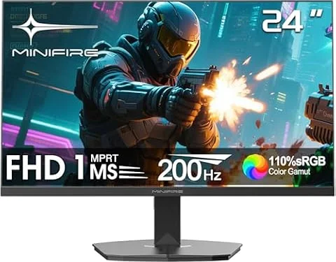 Minifire Gaming Monitor 24 Zoll, 200Hz, Full HD(1920 x 1080,PC Monitor,1ms