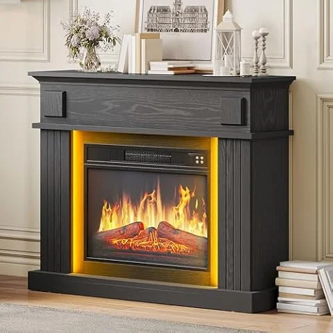 YITAHOME Elektrokamin mit Heizung 2000W, 3D Flammeneffekt,Led Kamin Schwarz