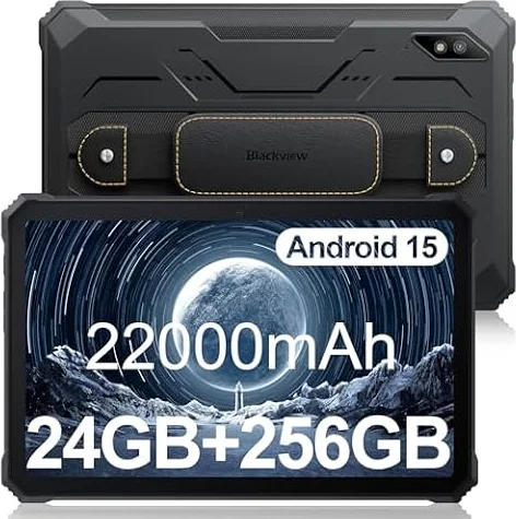Blackview Active 8 Pro Outdoor Tablet, MTK G99 24GB RAM+256GB ROM, 2.4K FHD+ 10.36 Zoll Tablet Android 15, 33W 22000mAh Akku, IP68 Wasserdicht, 48MP Kamera, Dual SIM 4GLTE/5G WiFi/NFC/GPS/OTG/IP69K