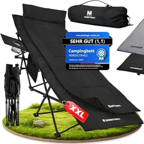 Feldbett klappbar in 10 Sek aufgebaut – NORDICTRAILS XXL Camping Bett Liege