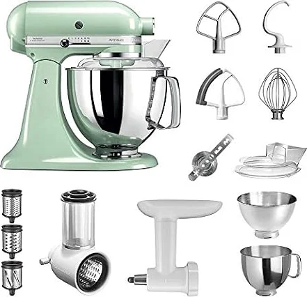 KitchenAid Artisan Küchenmaschine Starter Paket 5KSM175PSEPT inkl. Gemüseschneider Fleischwolf und vielem Zubehör (Pistazie)