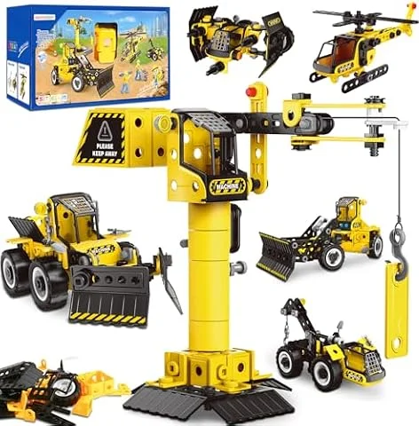 HOMETTER Konstruktionsspielzeug für 5 6 7 8+ Jahre alte Jungen Geschenk, 6 in 1 Engineering Spielzeug, STEM-Lernspielzeug Bildungsbaukasten