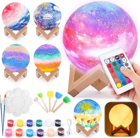 Bastelset Kinder ab 6-10 Jahre: Geschenk für Mädchen Mondlampe Malset | Basteln Mädchen 7 8 9 10 Jahre, Kreativ Set für Kinder Spielzeug, 3D Lackierung Nachtlicht - Lustige Geburtstagsgeschenk